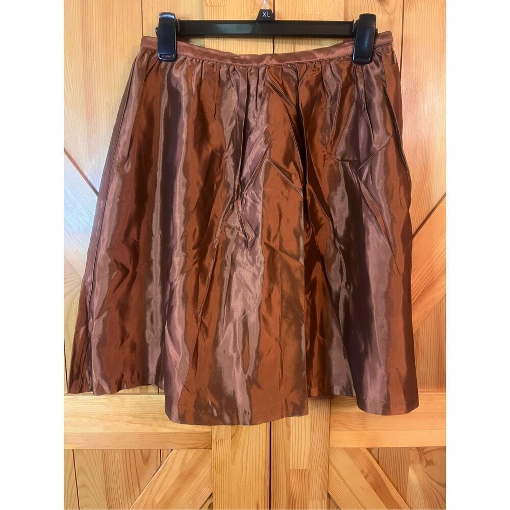 Barneys New York CO-OP Women metallic brown ￼ Pleated Skirt Size 0 Nwt (3583) Re